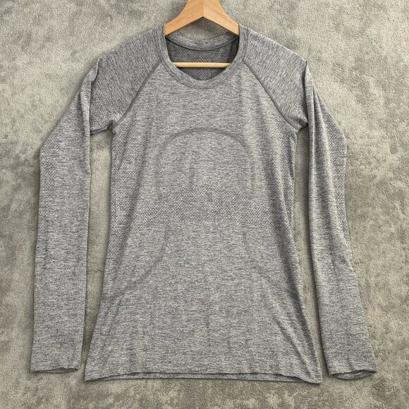 Lululemon Shirt Womens 6 Swiftly Tech Long Sleeve Crew Neck Gray Workout Gym Top - Picture 1 of 7